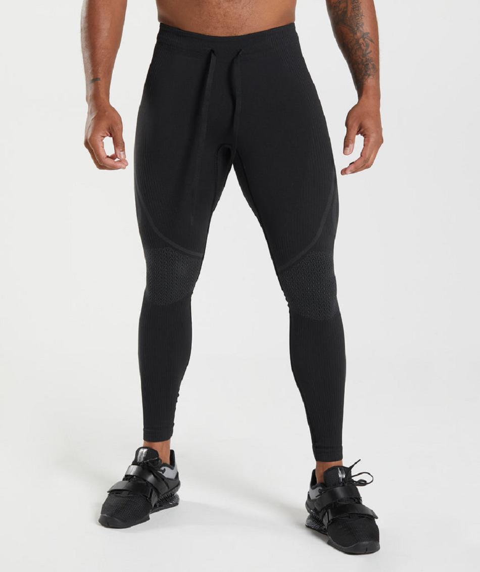 Rajstopy Męskie Gymshark 315 Seamless Czarne Szare | PL 4131AHK